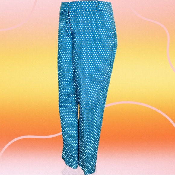 J. Crew ‘Cafe Capri’ in Turquoise & White Clip Dot Jacquard Size 6 - Picture 5 of 12
